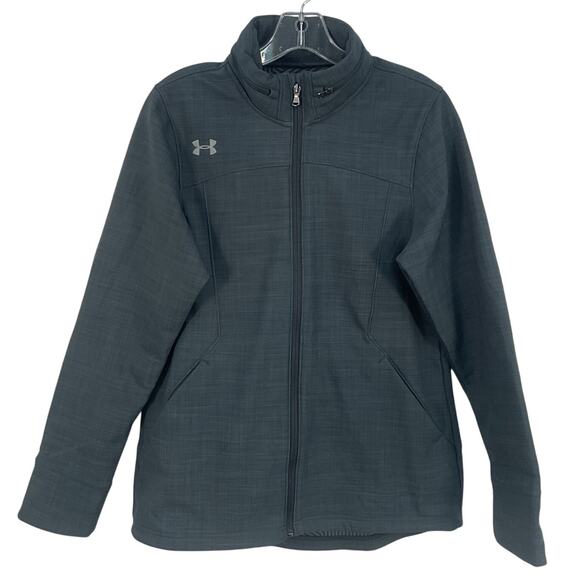Under Armour Dark Teal Poly Soft-Shell Cold Gear Loose Jacket Women’s S Preowned - Picture 1 of 4
